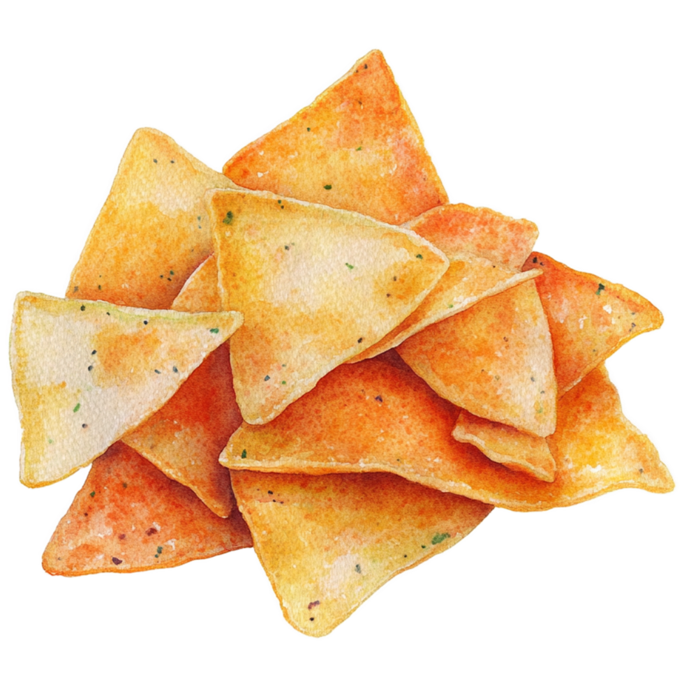 Nachos are made with a watercolor effect png
