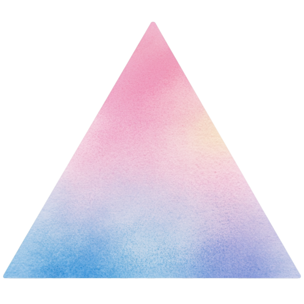 A triangle with pink and blue watercolor paint png