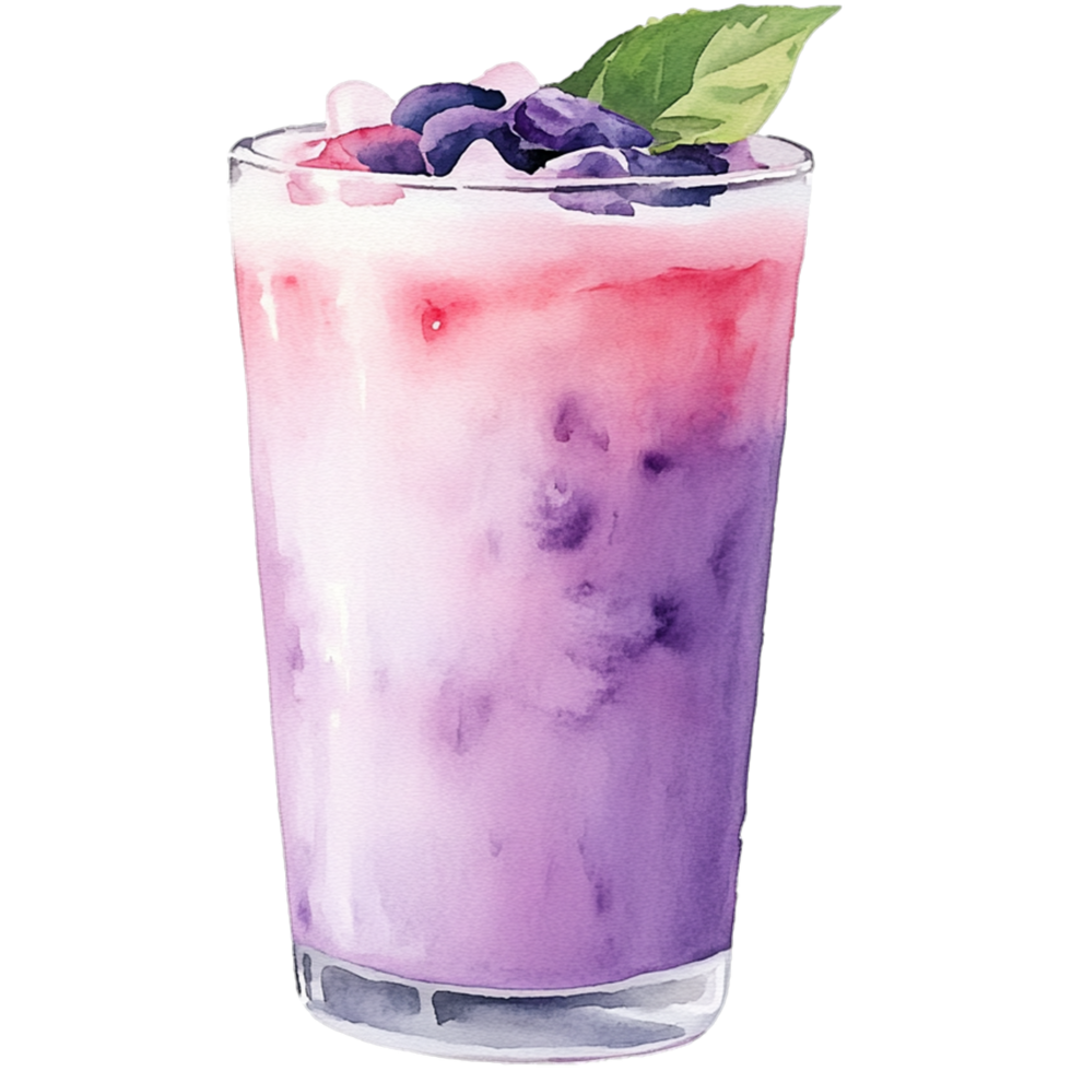 A purple drink with blueberries and ice png