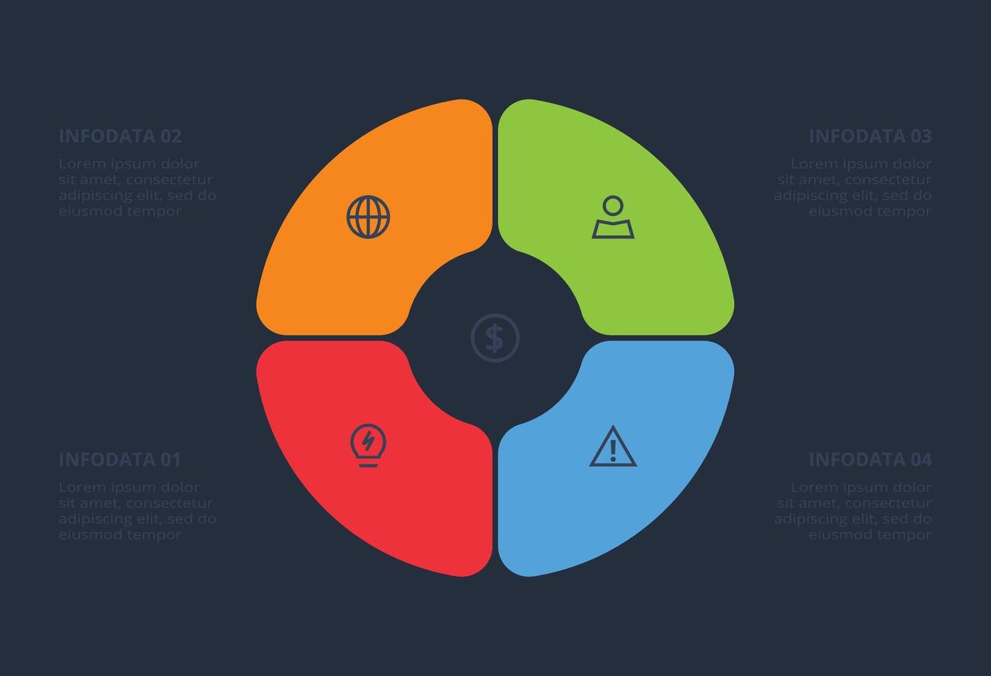 Template for web on a black background. Infographic with 4 steps. vector