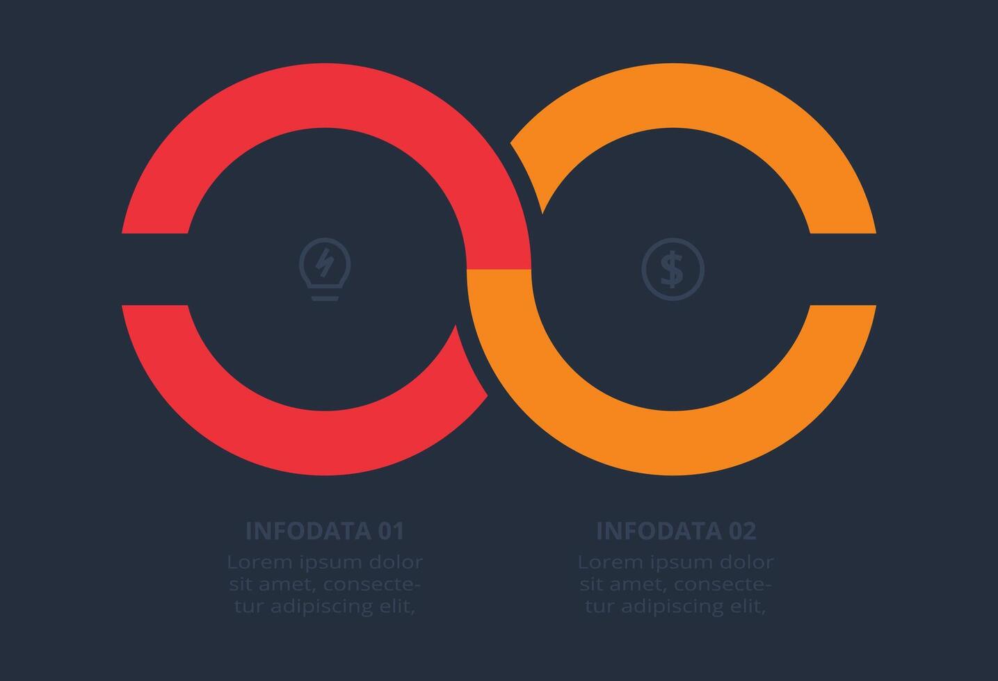 Creative infographic with 2 steps. Template for web on a black background. vector