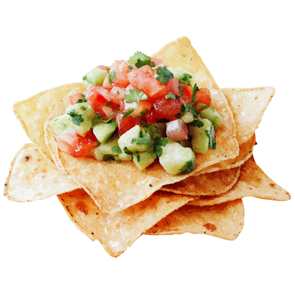 Nachos with salsa on top of them png