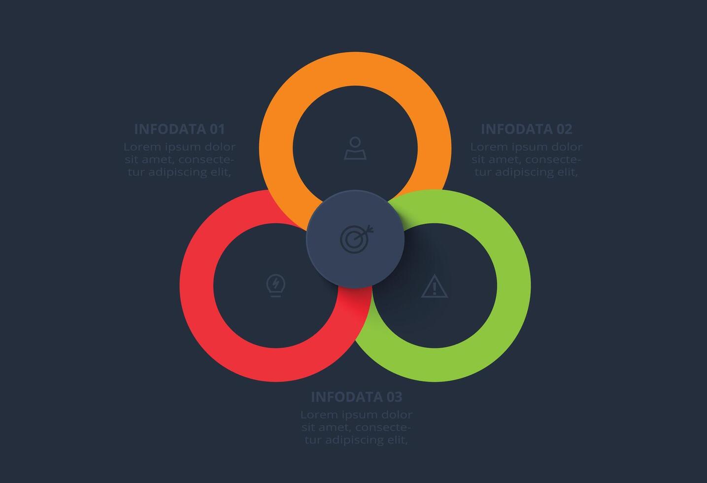 Creative concept for infographic with 3 steps. Template for web on a black background. vector