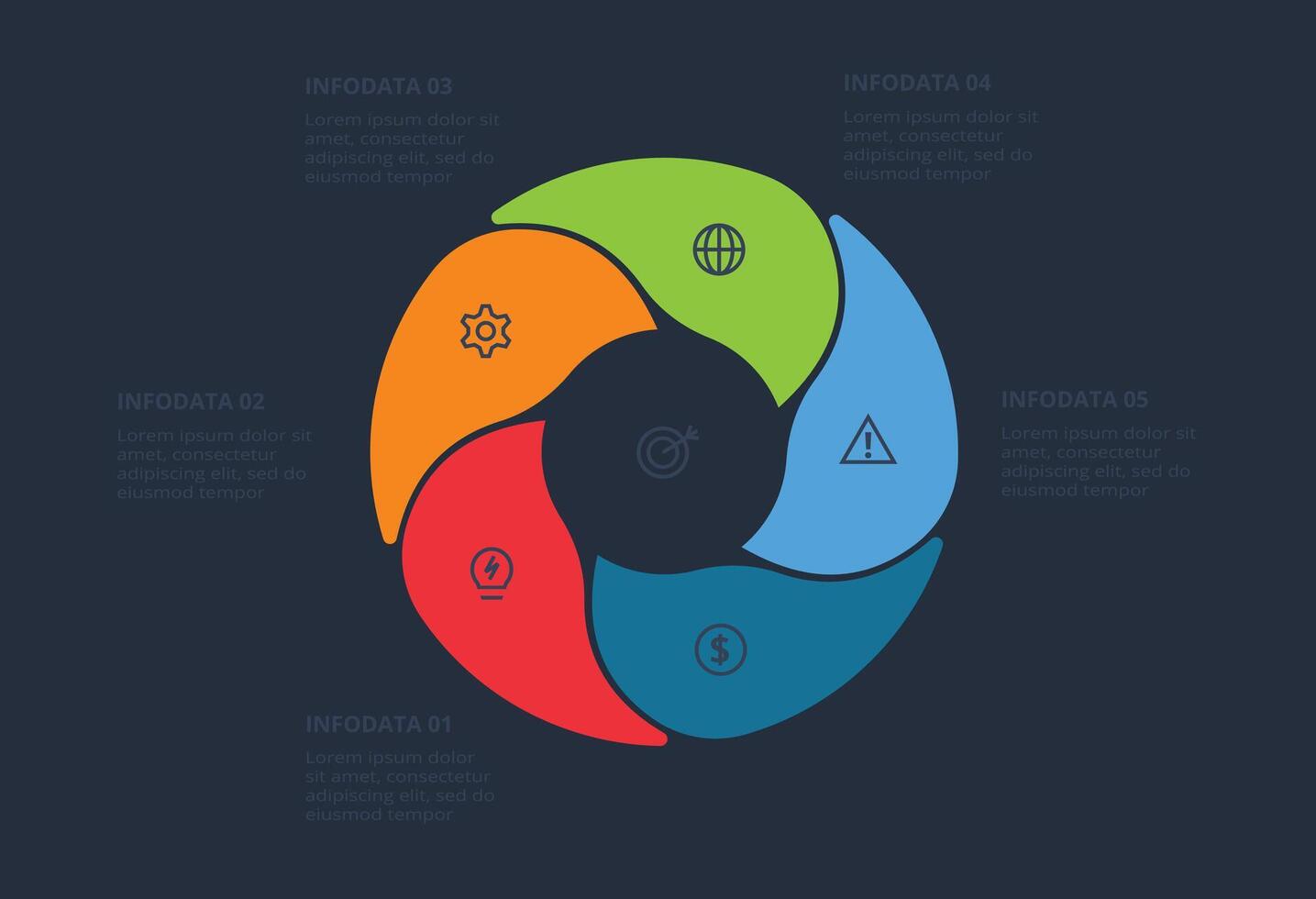 Template for web on a black background. with 5 steps infographic. vector