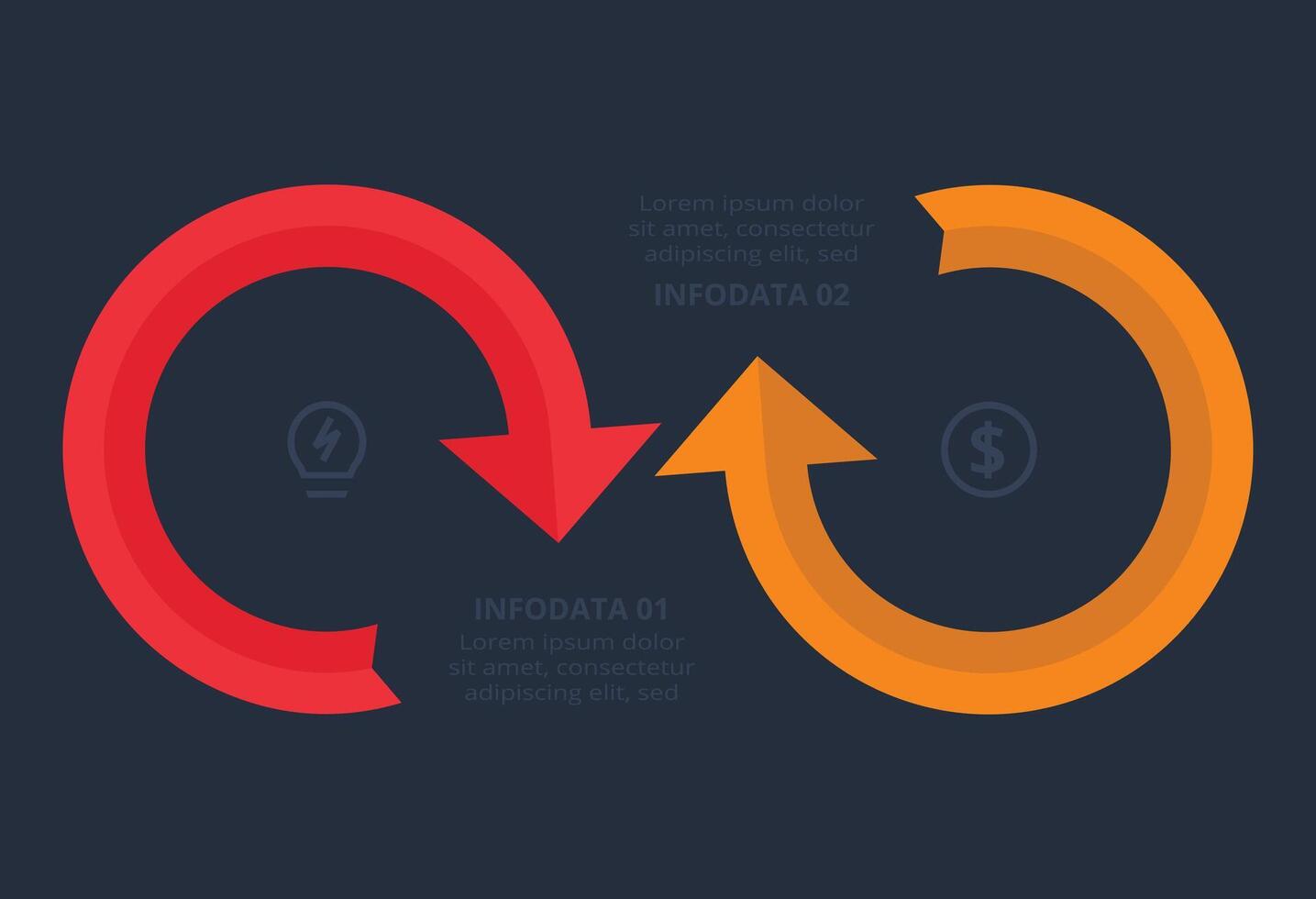 Modern concept design template with 2 options. Template for web on a black background. vector