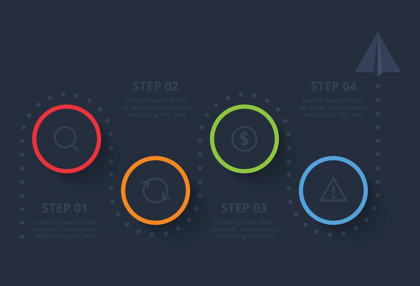 Modern design template with 4 options. Template for web on a black background. vector