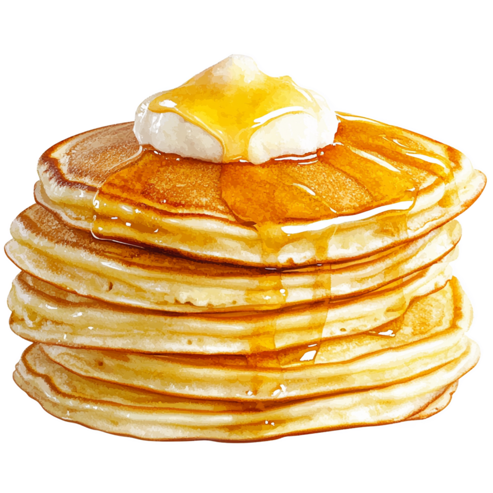 Pancakes with syrup and butter on top png