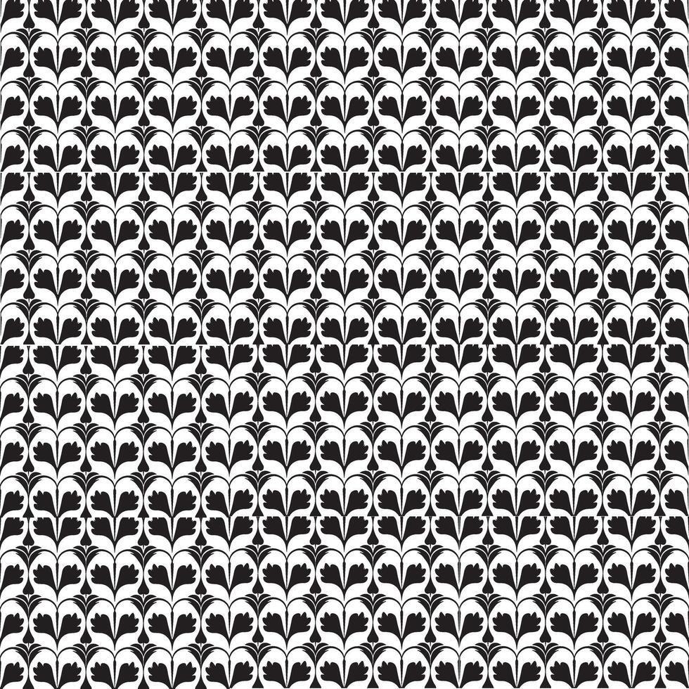 floral seamless pattern in black and white with leaves and flower design vector