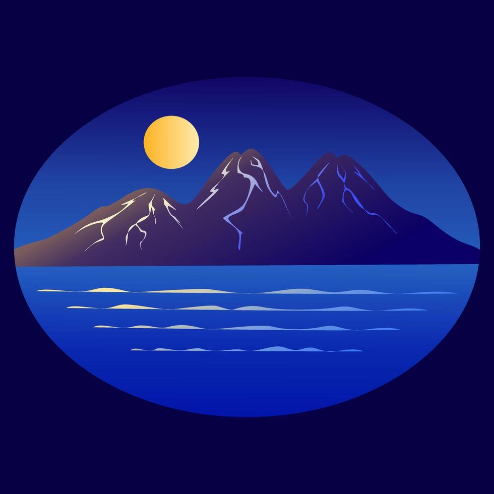 Montain and moon illustration vector