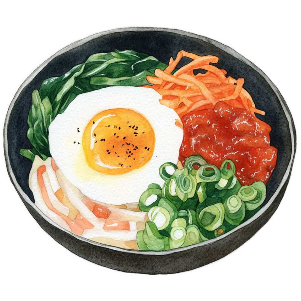 A watercolor painting of a bowl of food png