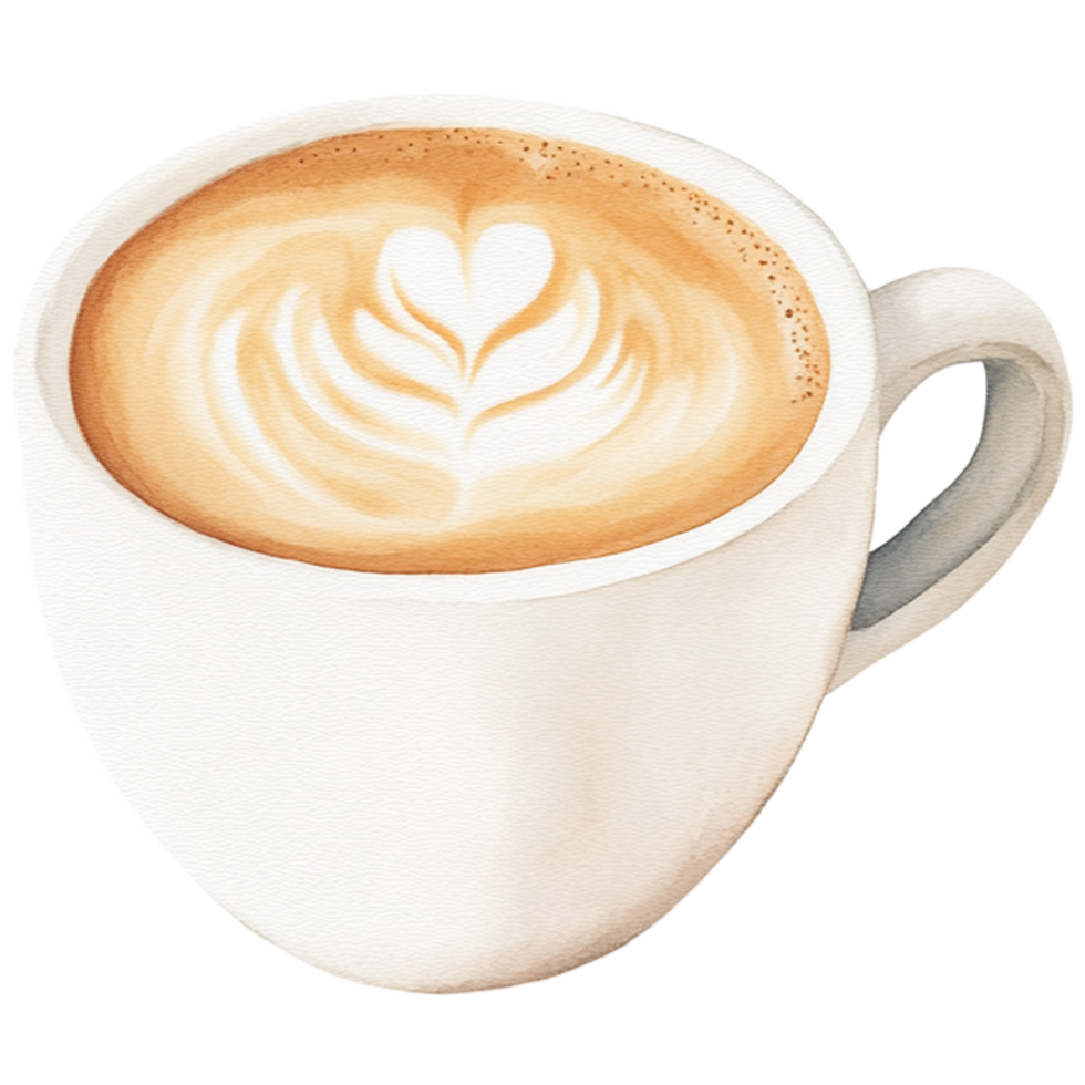 A cup of coffee with a heart in the middle png