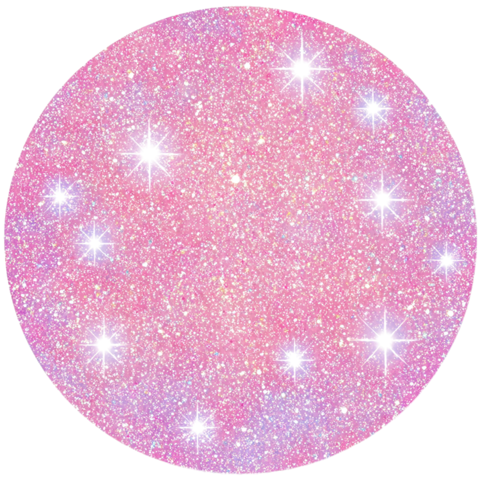A pink glitter circle with stars on it png