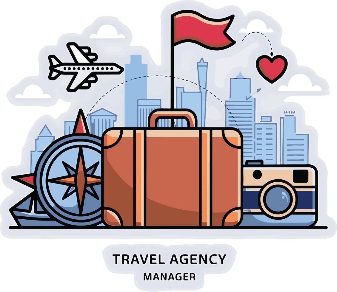 travel business banner design with camera and flag vector