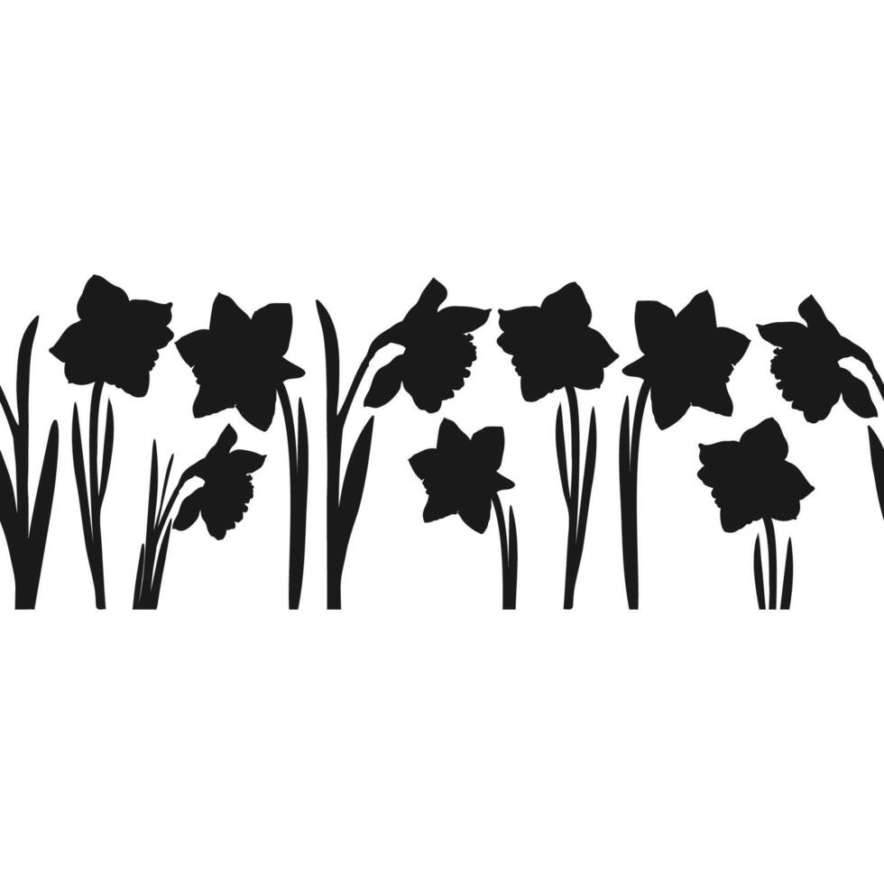Daffodil Narcissus Spring Flower Seamless Border vector