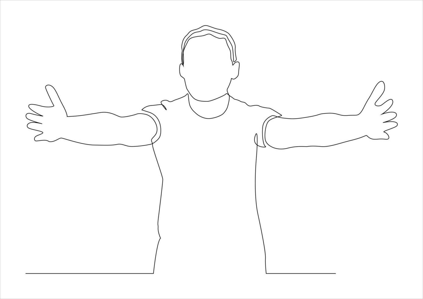 Continuous one line art of man put his palm forward, concept gesture of resistance, refusal, stop, cessation, disconnection, ban, ignoring, blocking, disconnection, ban, ignoring, blocking. vector
