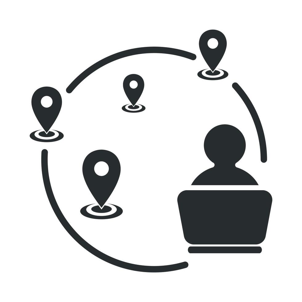 Icon symbolizing work anywhere concept with laptop vector