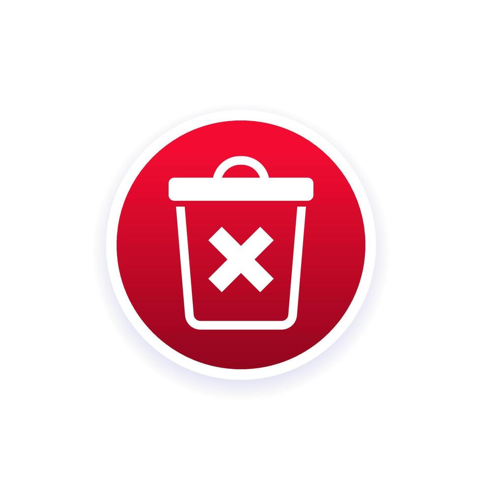 delete icon with trash bin, vector