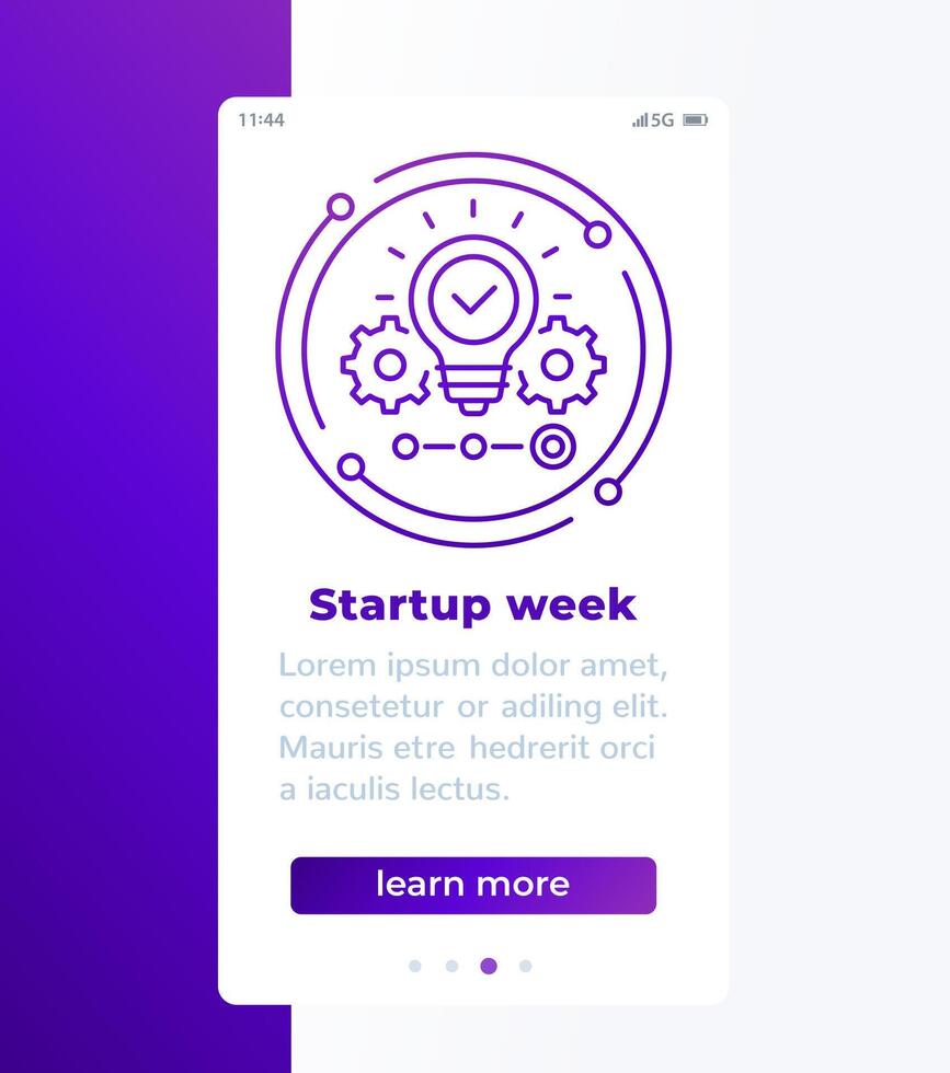 startup and entrepreneurship mobile banner design with line icon vector