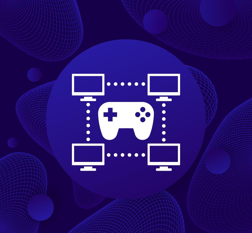 Gaming, gamepad and computers icon, network for games vector