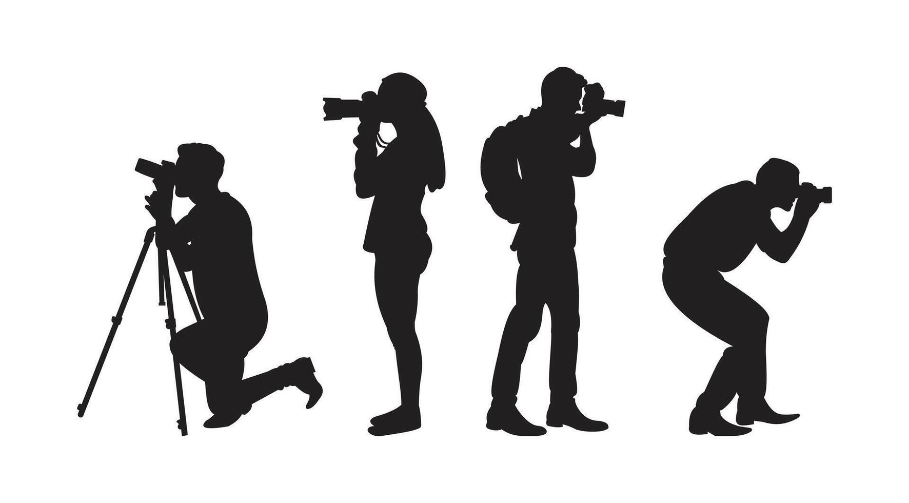 Silhouette photographer capturing nature scene vector