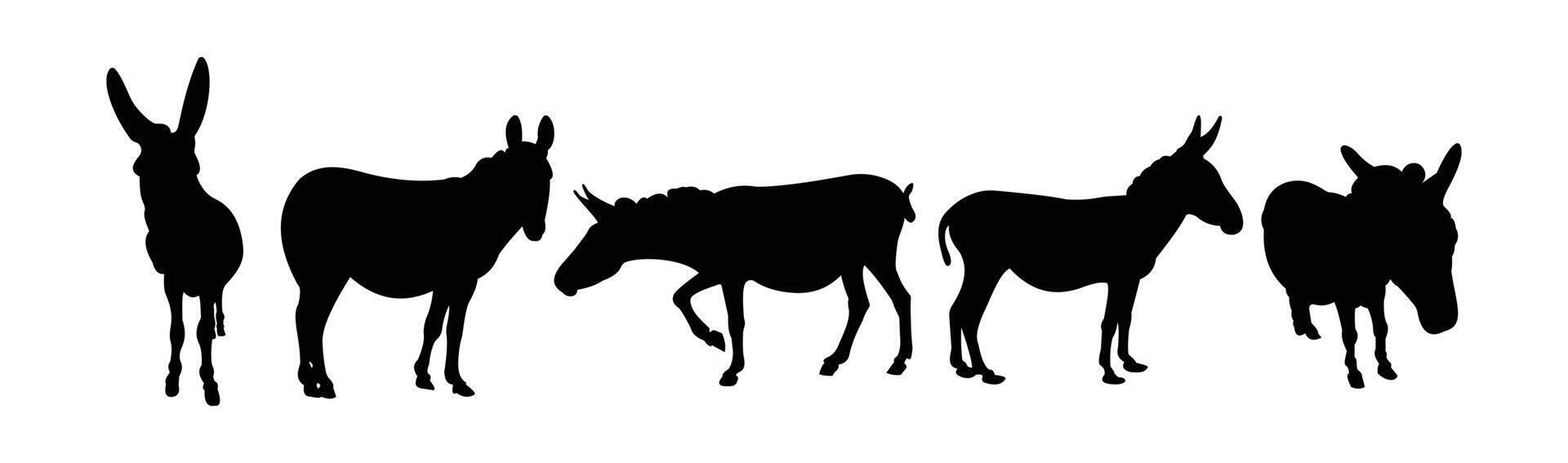 Black donkey silhouette isolated on white background vector