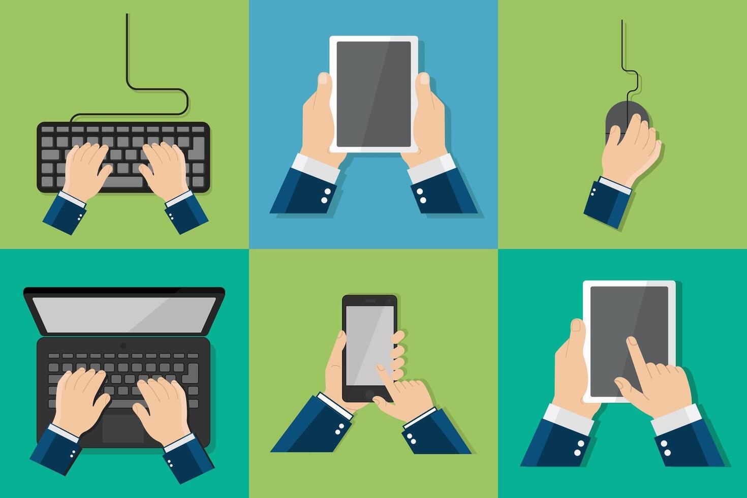 Flat design of hand holding technology gadget illustration vector
