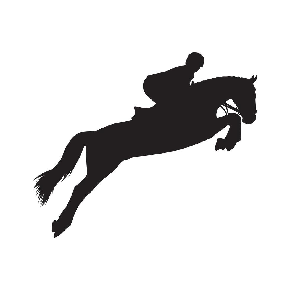 Silhouette of horse racer in action during race vector