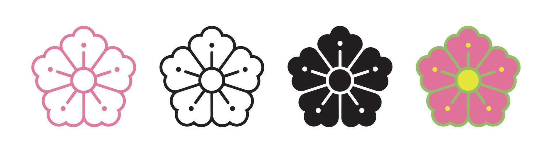 Mugunghwa Flower Icon Set Design vector