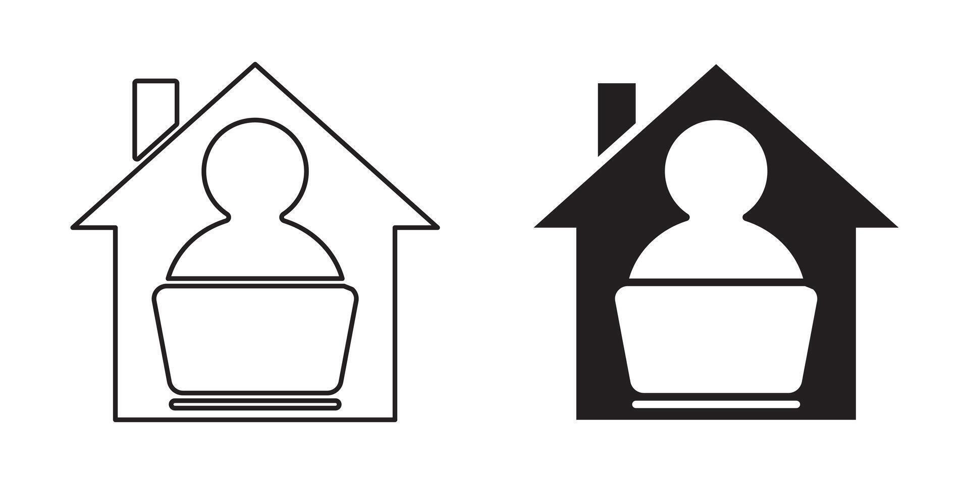 People Icon With Laptops At Home vector