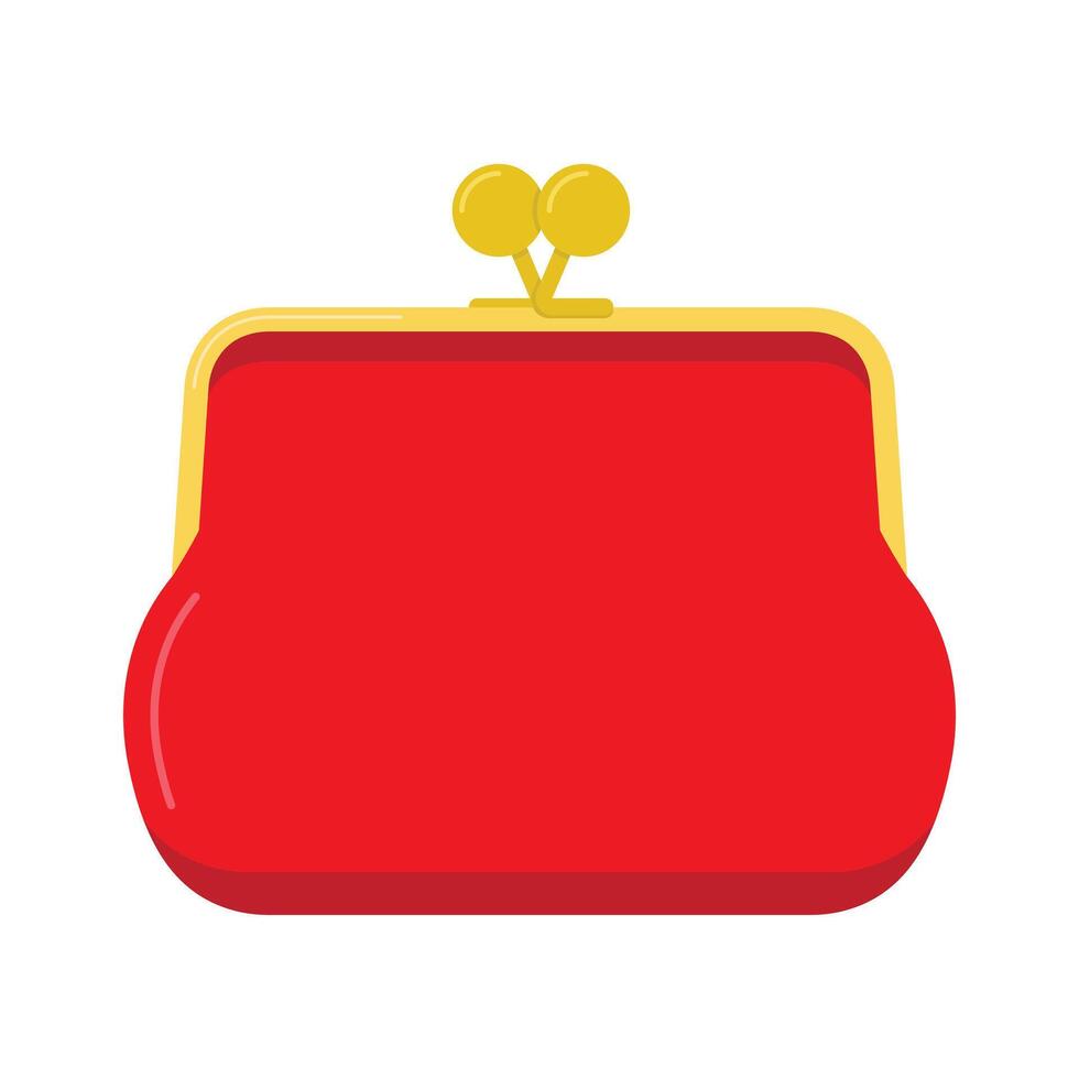 Flat design of a red purse with coin illustration vector