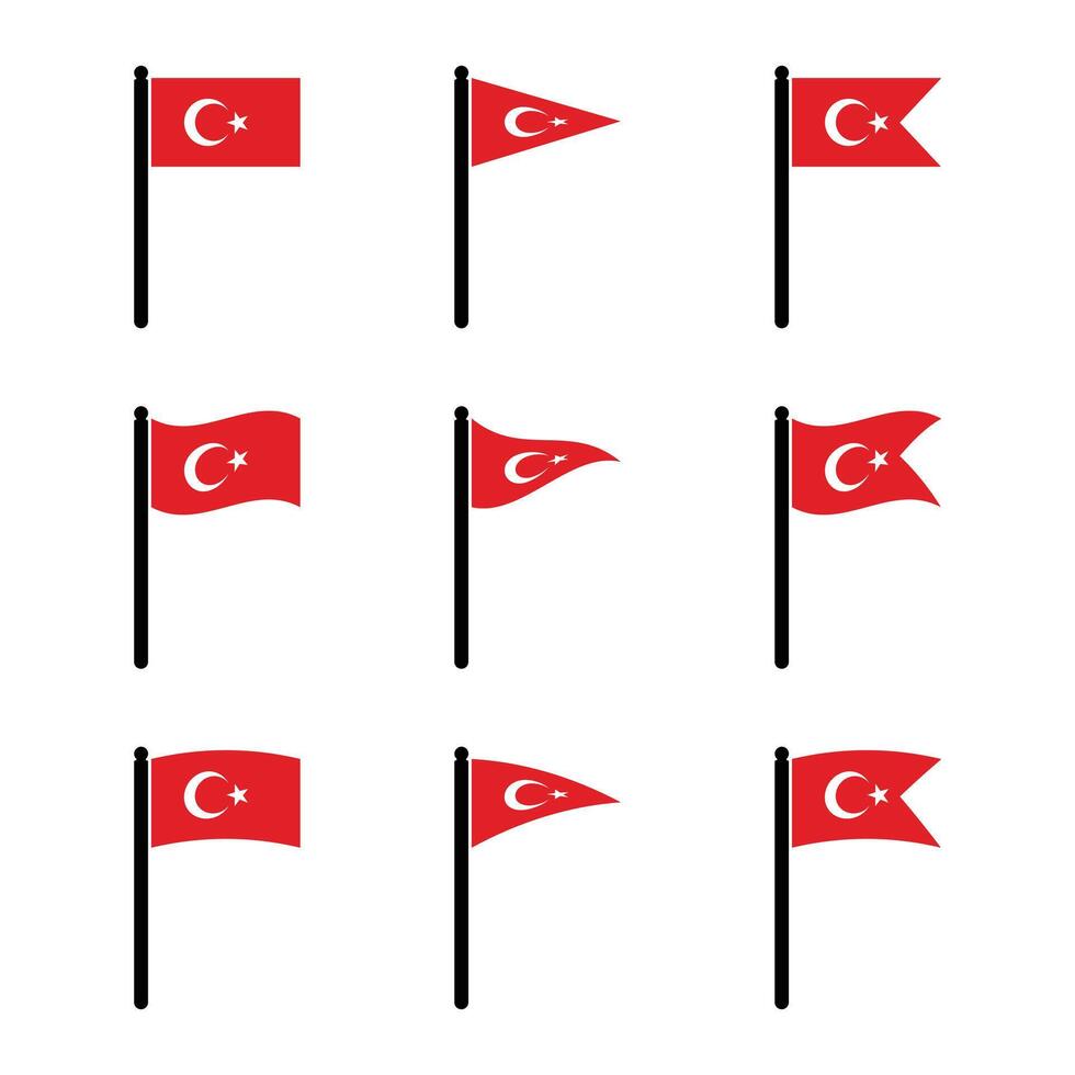 Turkey Flag Icon Set Design vector