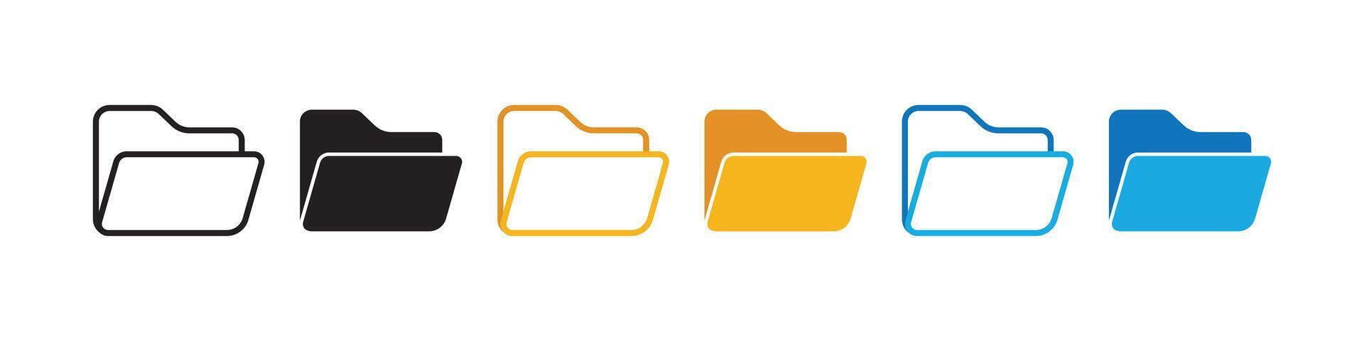 Flat style open folder icon for data vector