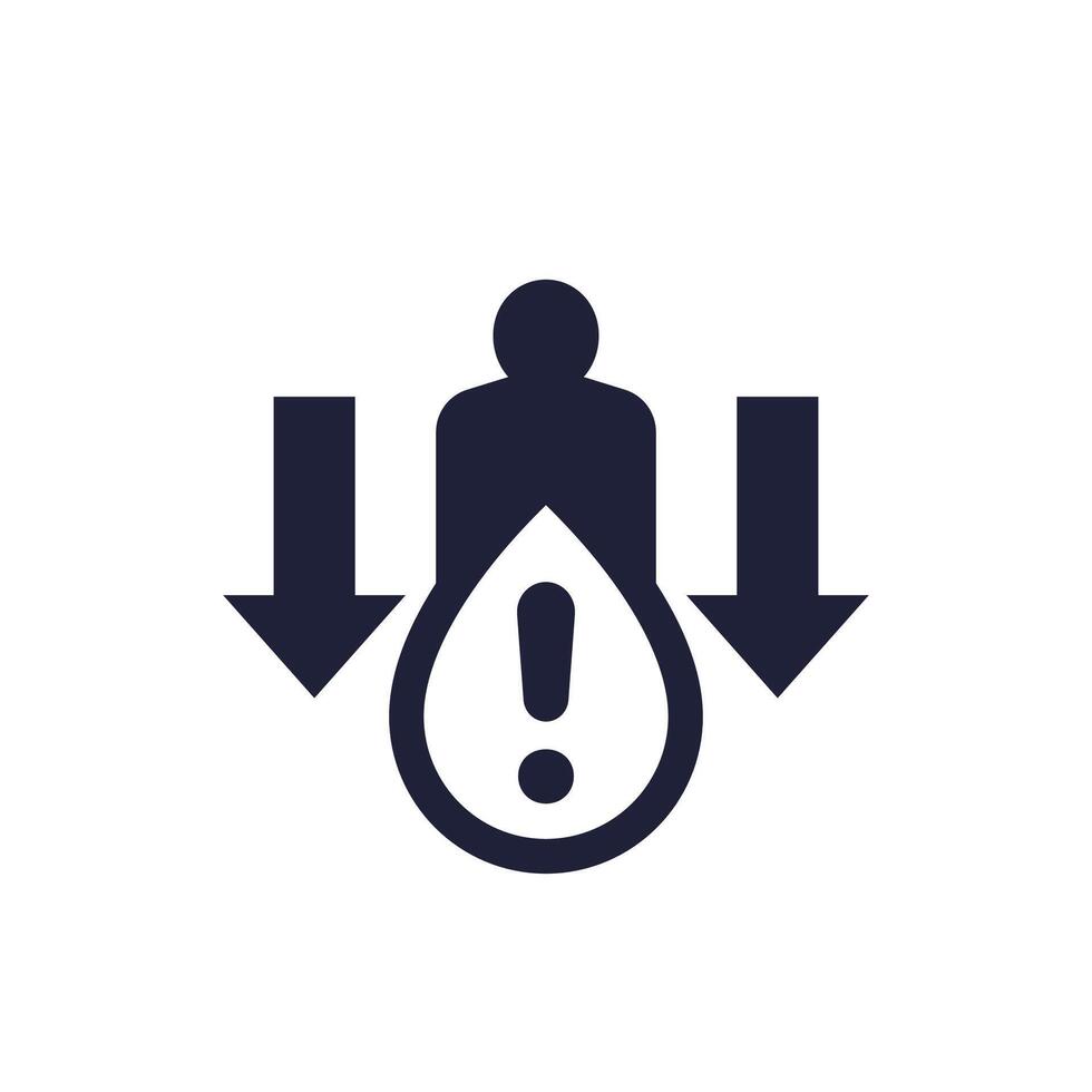 dehydration, low body water icon, pictogram on white vector