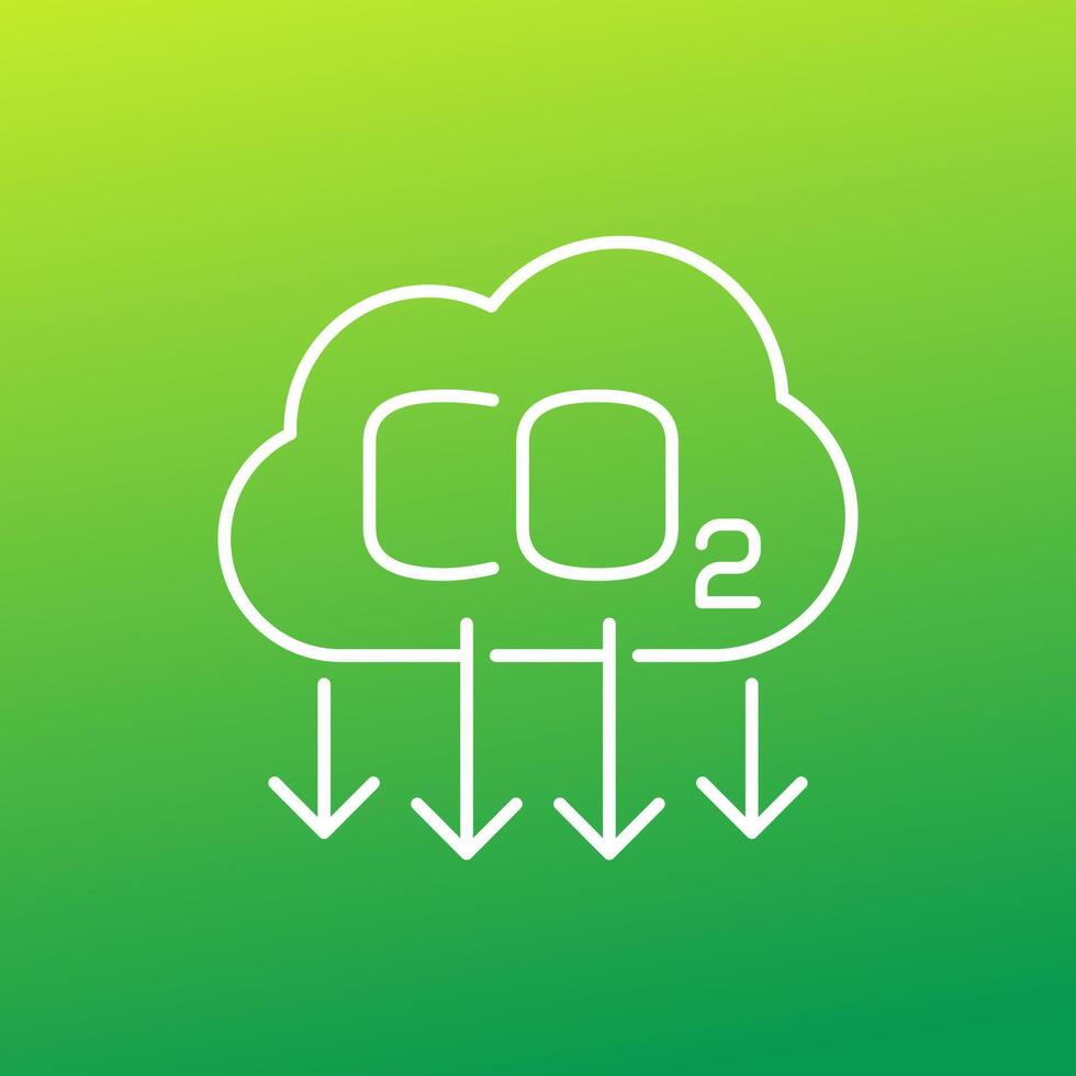 decarbonisation icon, carbon emissions reduction line vector