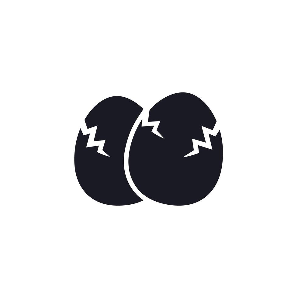 cracked eggs icon, hatching pictogram on white vector