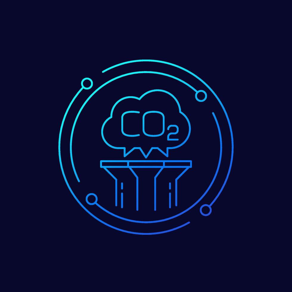 carbon capture icon, linear design vector