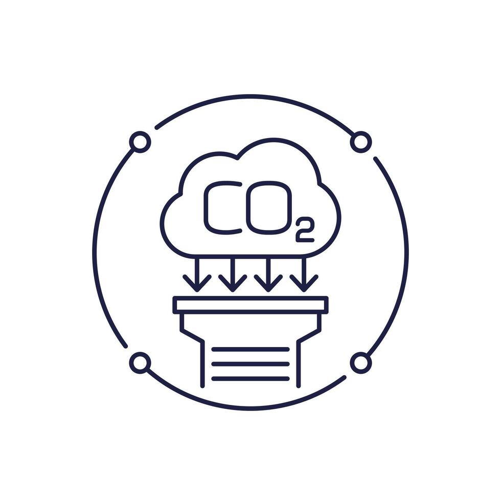 carbon capture icon, co2 gas reduction line vector