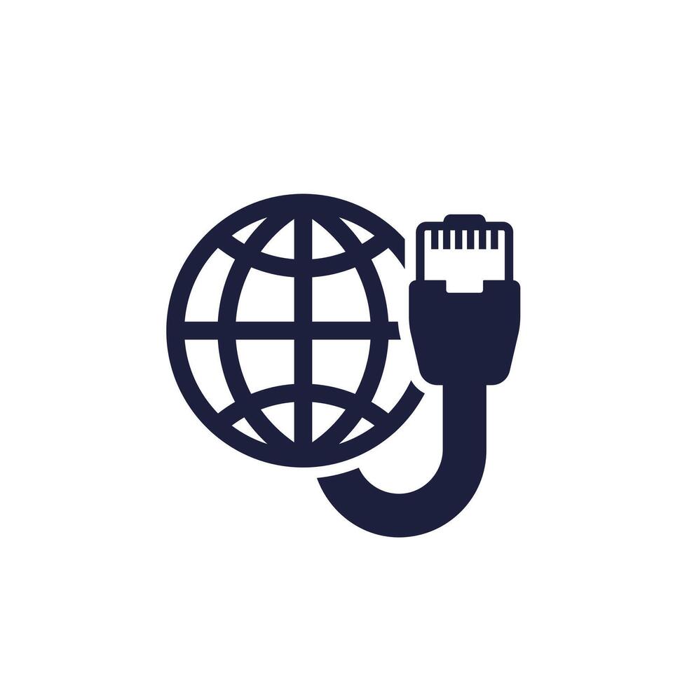ethernet cable, network icon, pictogram on white vector