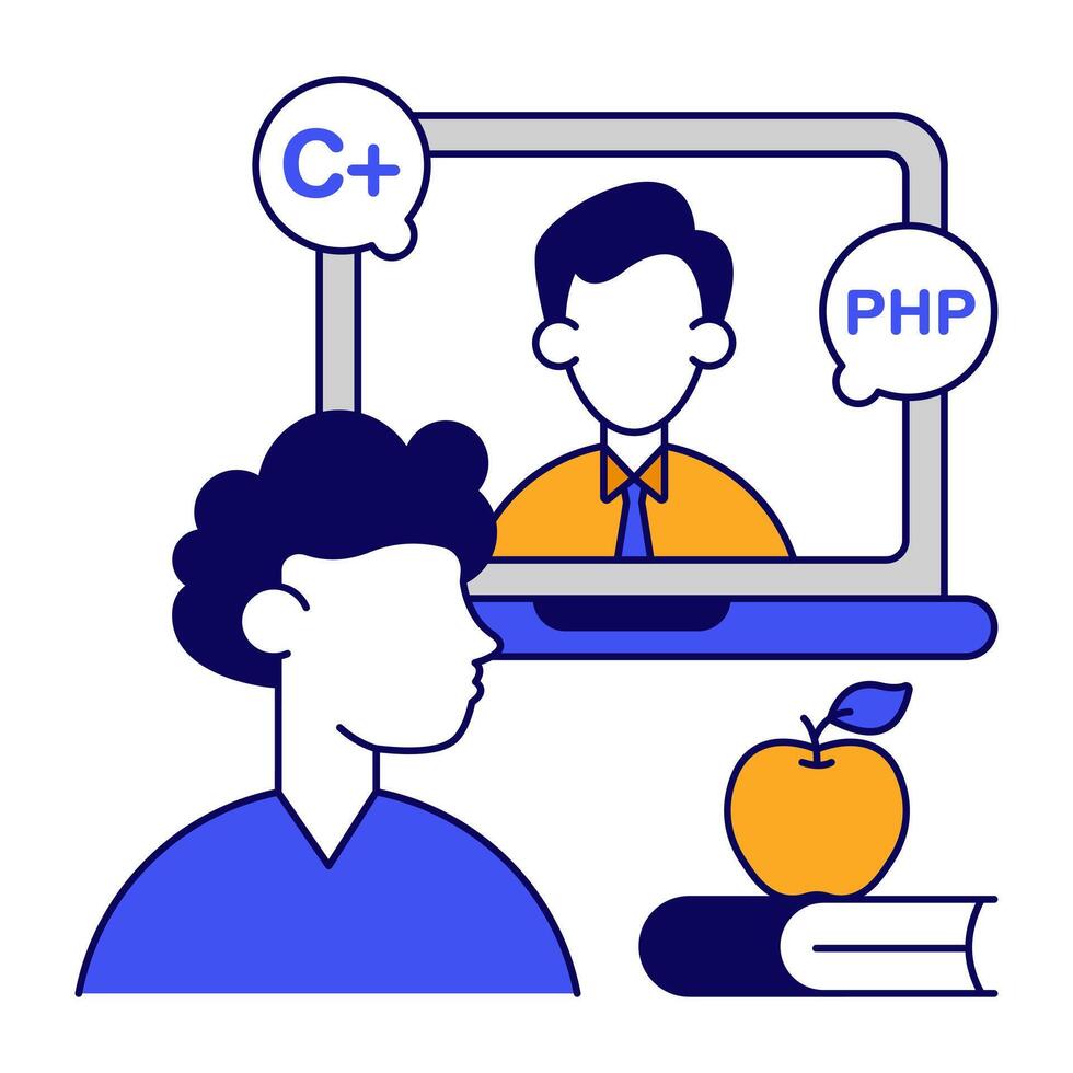 Conceptual flat design icon of coding education vector