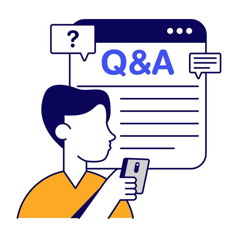 Conceptual flat design icon of question answer vector