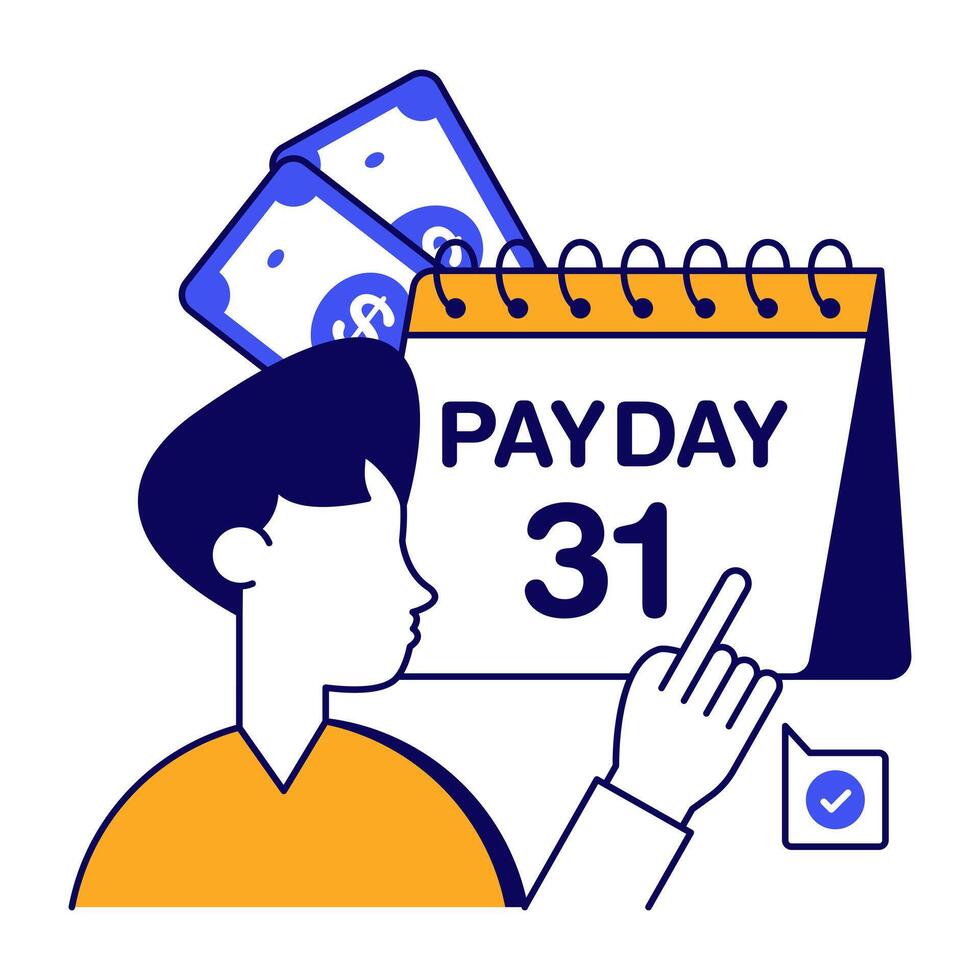 Icon of money calendar, flat design of payment day vector