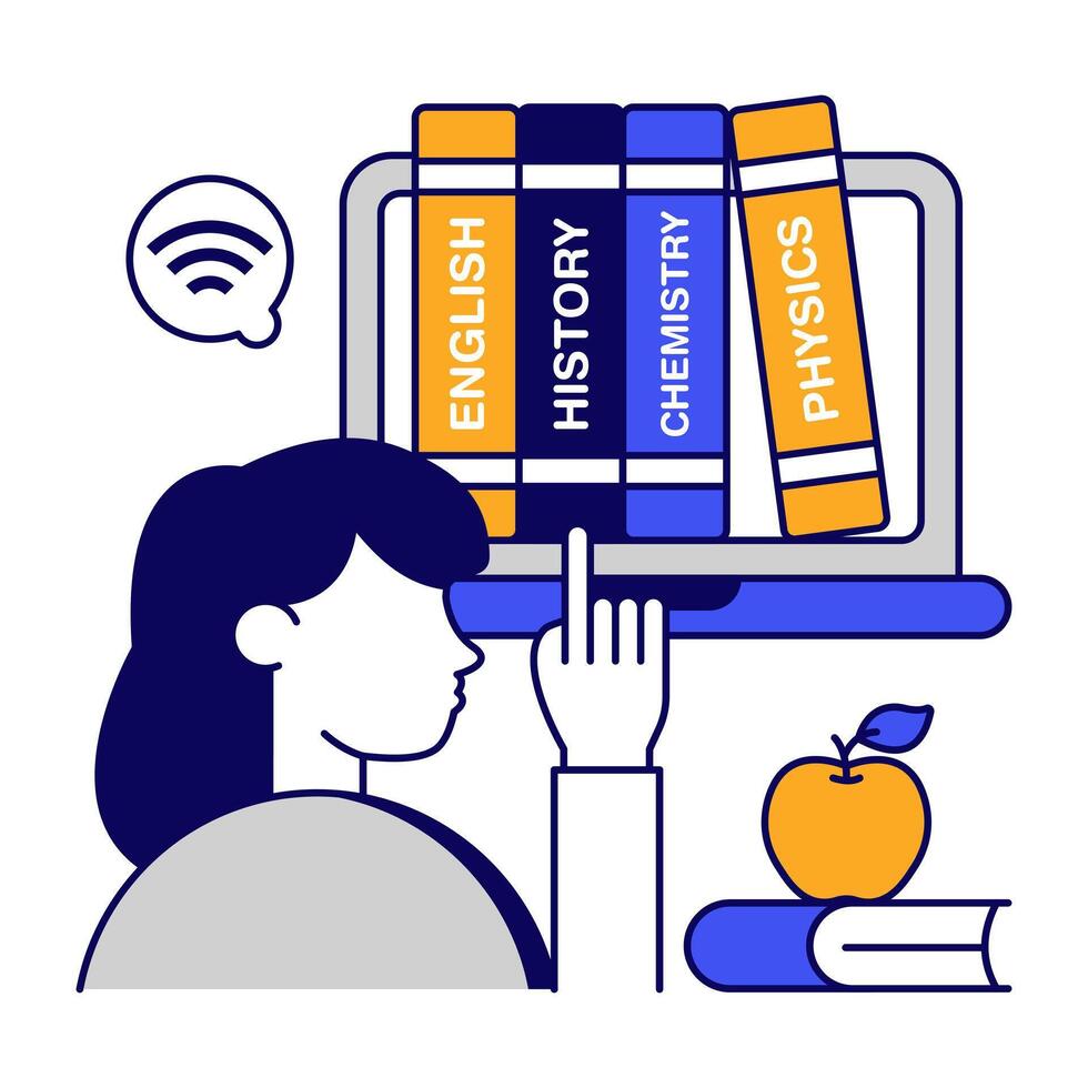 A flat design of online books icon vector
