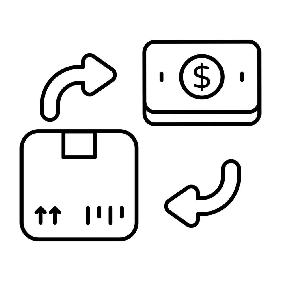 Conceptual line design icon of cash on deliverys vector