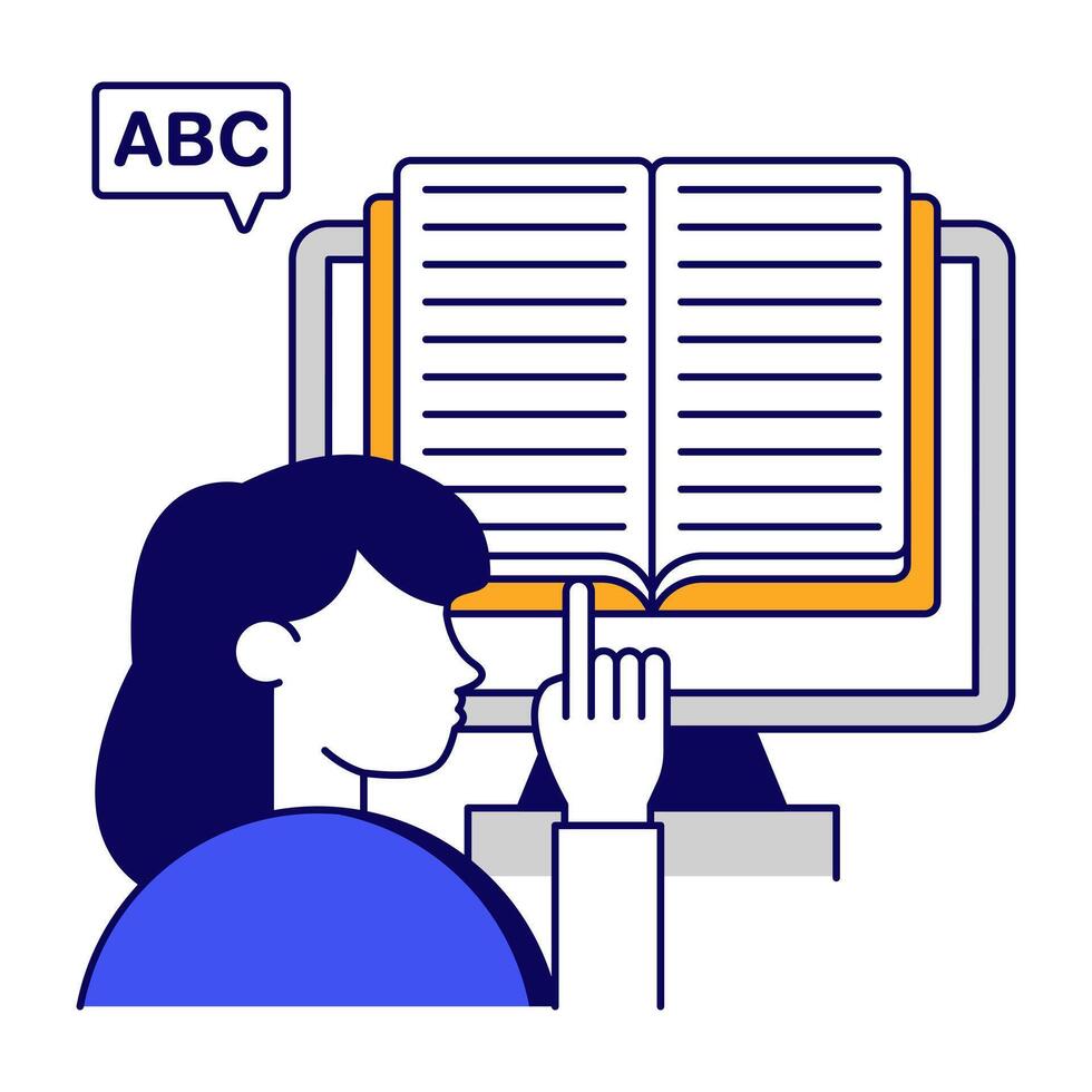 Conceptual flat of online book vector