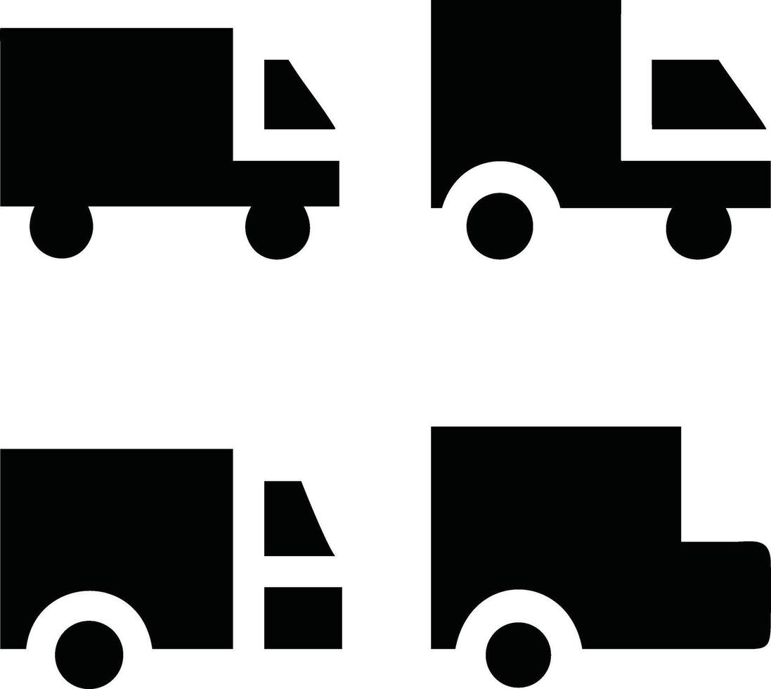 Four Simple Black Delivery Truck Icons vector