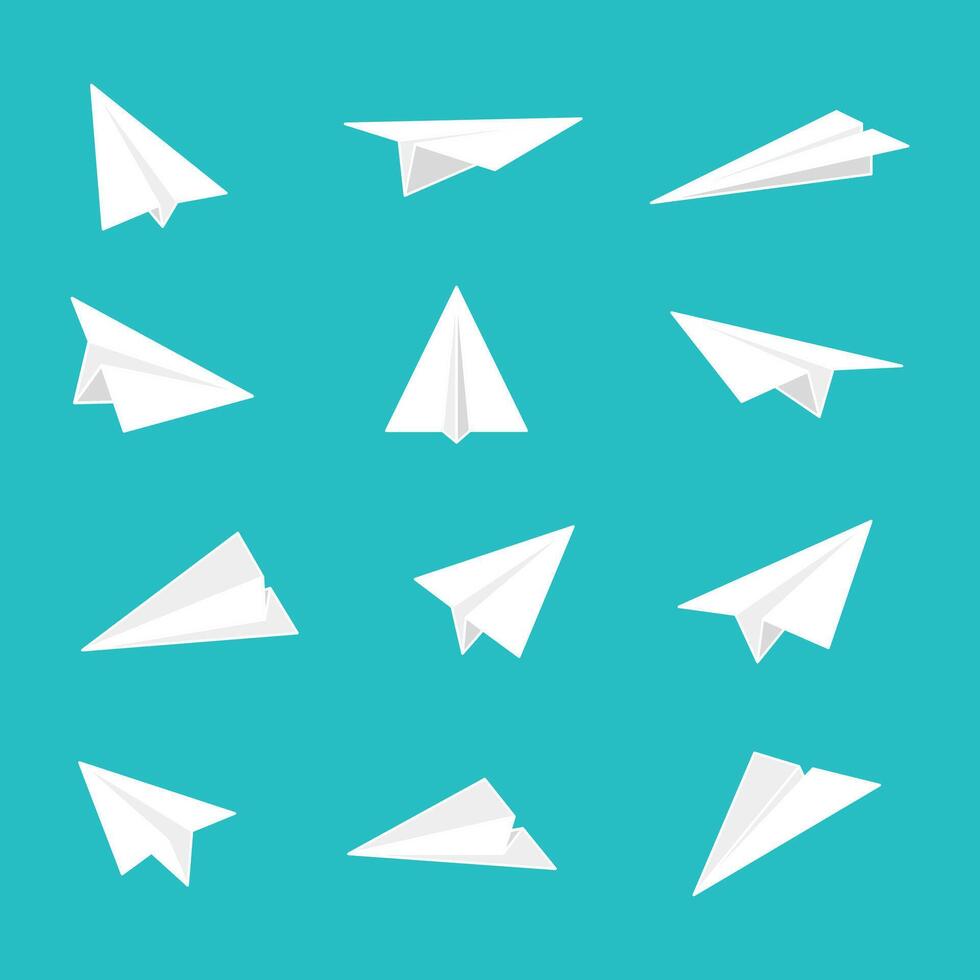 Flat design of paper plane on white blue background vector
