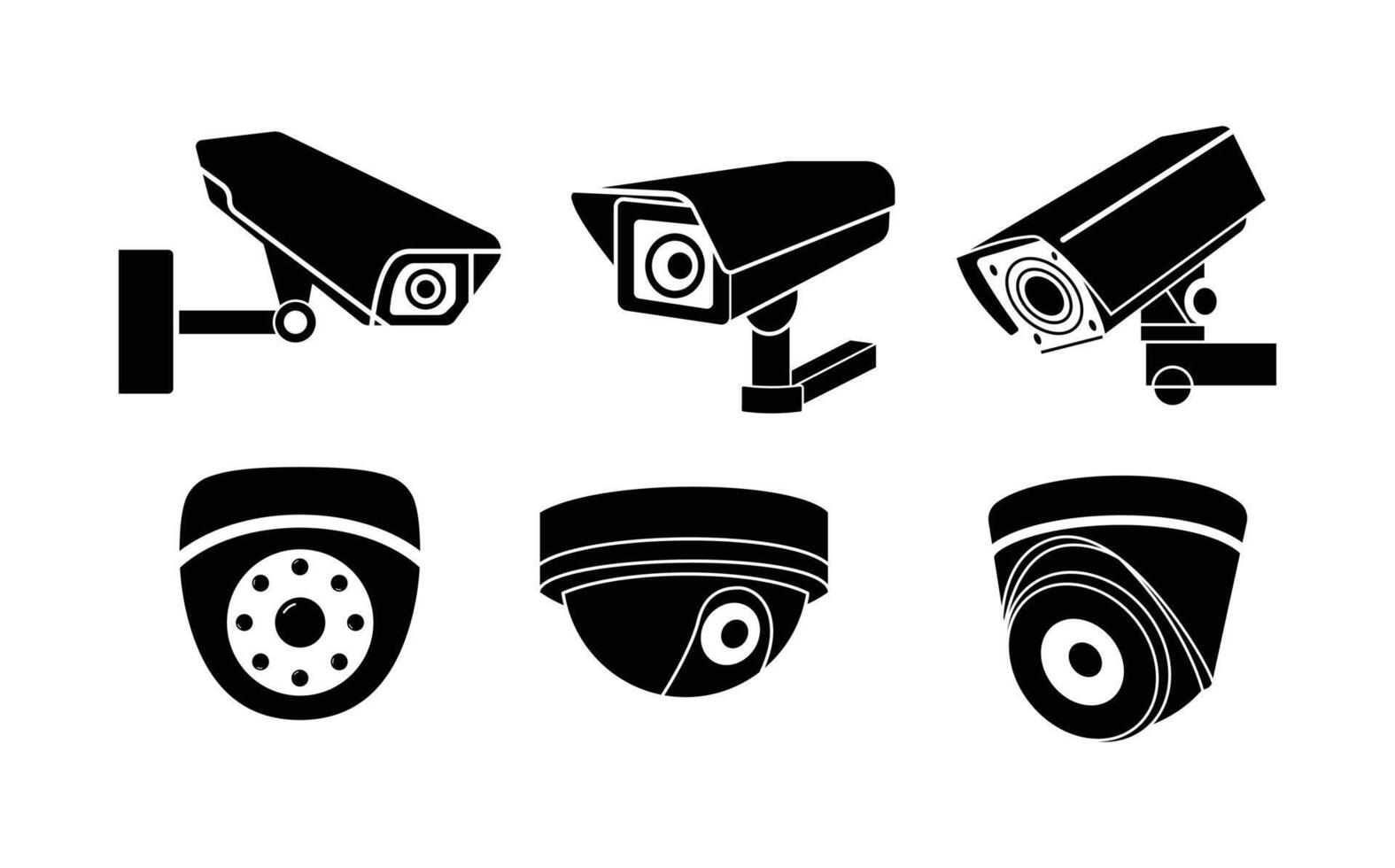 Black and white design of CCTV camera icons vector