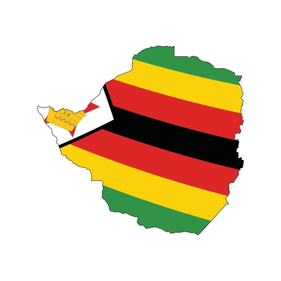 Zimbabwe Map With Flag Base vector
