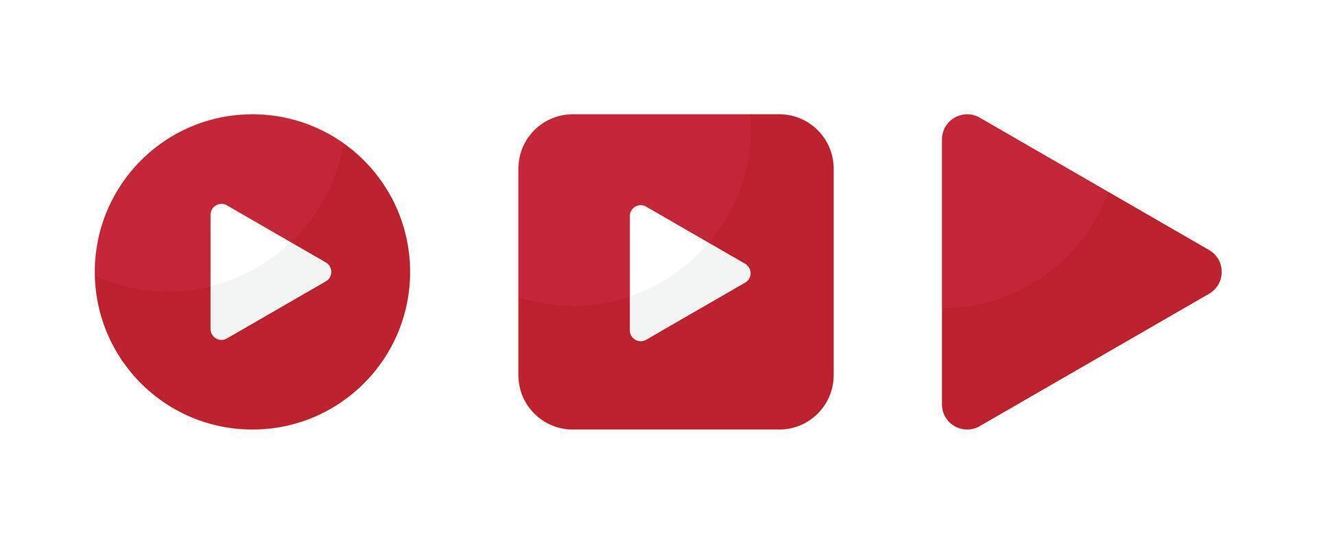 Flat design of a red play button icon vector