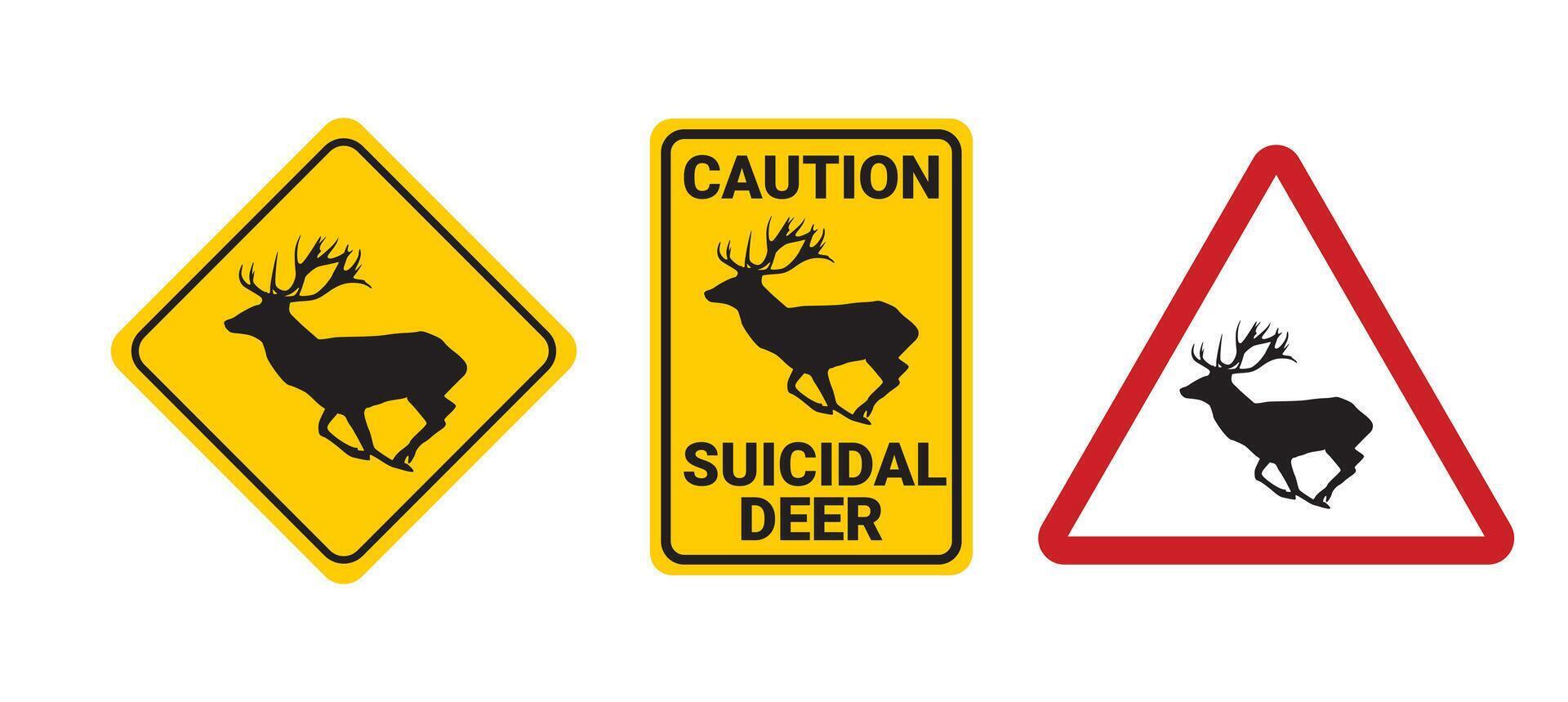Beware Of Deer Warning Sign vector